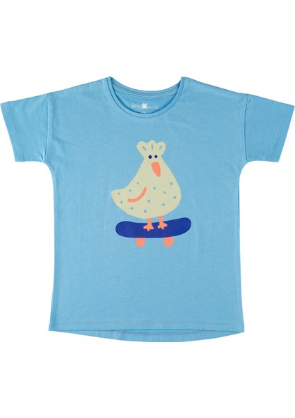 "comfy" Organik Pamuk Tshirt - Gök Mavi