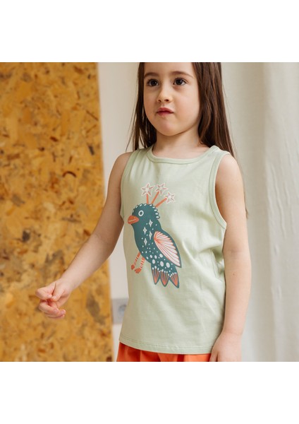 "tank Top" Organik Pamuk Tshirt - Su Yeşili