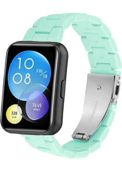 Huawei Watch Fit Reçine Kordon (Pim Çevirici Aparatı ile Birlikte) Su Yeşili