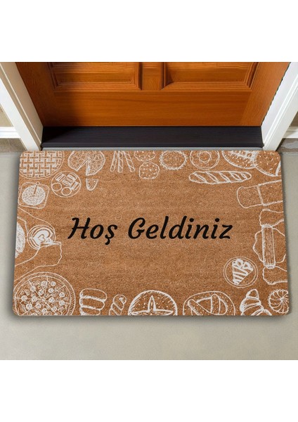 Pasta ve Turta Figürlü Hoş Geldiniz Kapı Önü Paspası 45X70CM