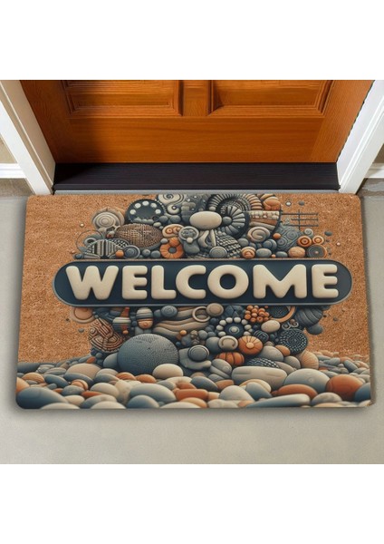 Çakıl Taşları Welcome Kapı Önü Paspası 45X70CM