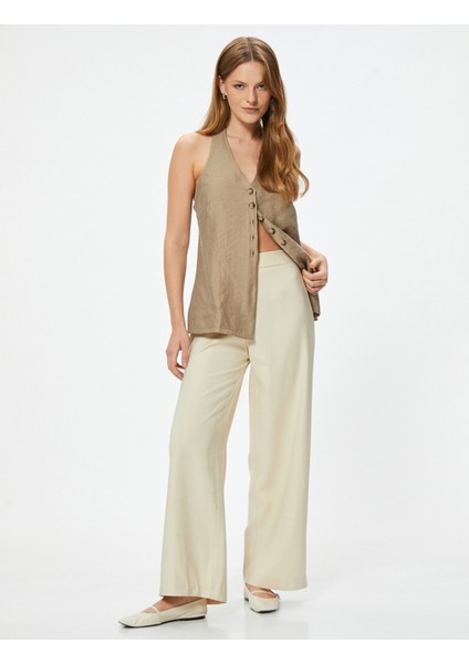 Yüksek Bel Geniş Paça Pantolon Modal Kumaş