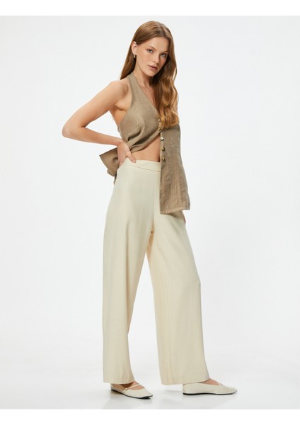 Yüksek Bel Geniş Paça Pantolon Modal Kumaş fiyatları