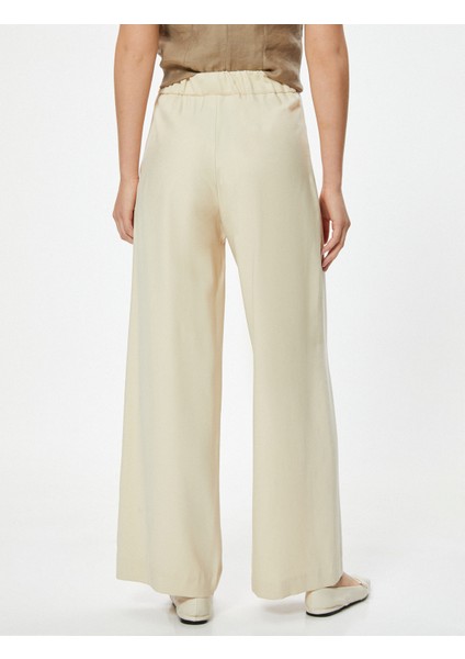 Yüksek Bel Geniş Paça Pantolon Modal Kumaş fırsatları