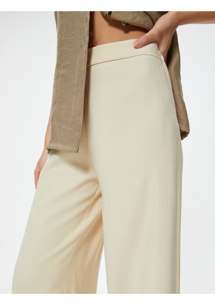 Yüksek Bel Geniş Paça Pantolon Modal Kumaş indirimleri