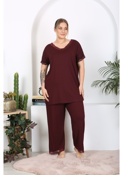 Xlmodam Kadın Büyük Beden Dantelli Likralı Pijama Takım fiyatları