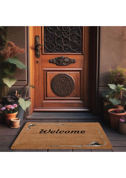 Sisli Çerçeve Welcome Kapı Önü Paspası 45X70CM