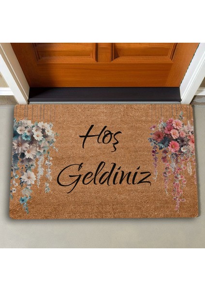 Sarkaç Beyaz Pembe Papatya Demetleri Hoş Geldiniz Kapı Önü Paspası 45X70CM fiyatları