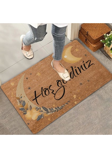 Mehtap Ay ve Yıldız Temalı Hoş Geldiniz Kapı Önü Paspası 45X70CM