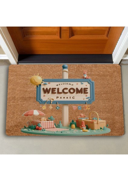 Piknik Temalı Welcome Kapı Önü Paspası 45X70CM