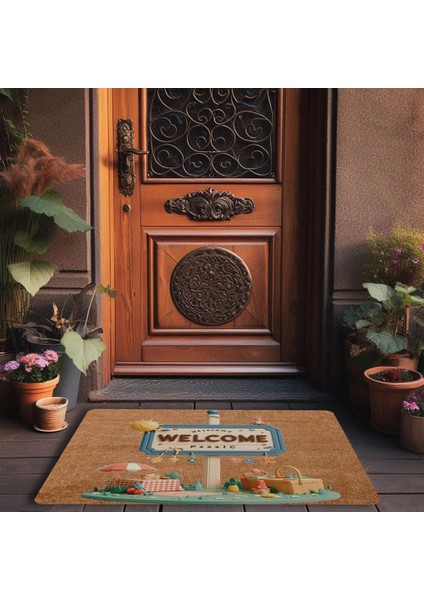 Piknik Temalı Welcome Kapı Önü Paspası 45X70CM