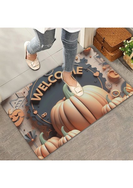 Turuncu Bal Kabağı Welcome Kapı Önü Paspası 45X70CM