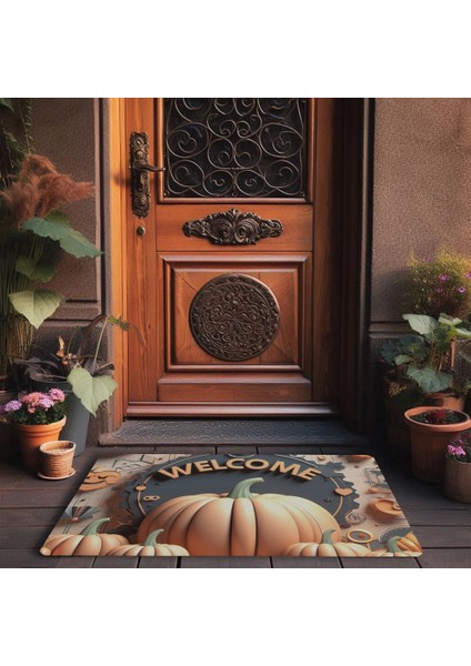 Turuncu Bal Kabağı Welcome Kapı Önü Paspası 45X70CM