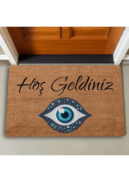 Aman Göze Gelmeyelim Nazar Boncuğu Hoş Geldiniz Kapı Önü Paspası 45X70CM