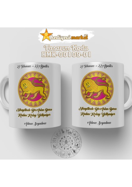 Aslan Burcu Kadınına Özel Beyaz Kupa Bardak - HMK-00109-01 modelleri