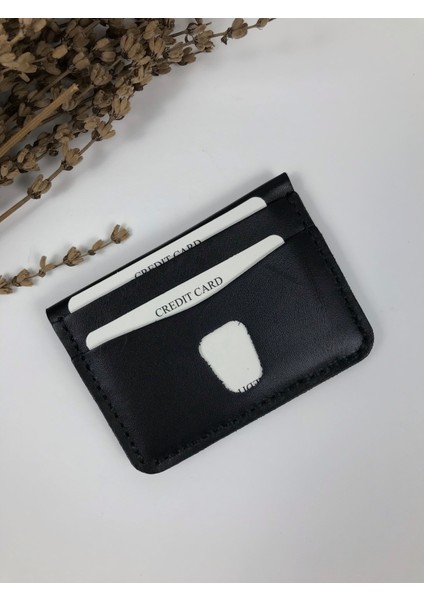 Deri Erkek Kartlık Siyah Design