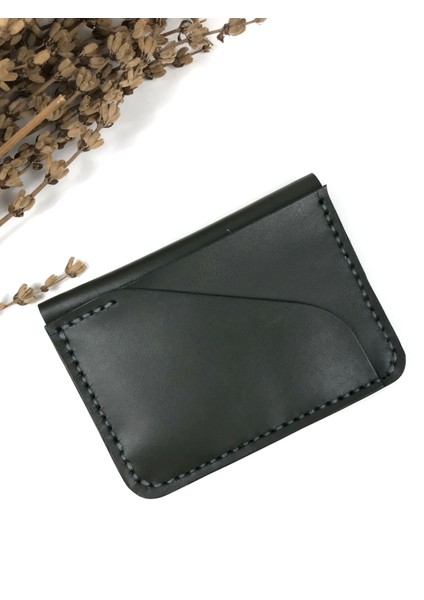 Deri Erkek Kartlık Design Haki Renk