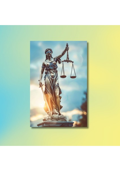 Tekli Dikey Kanvas Avukat Büro Duvar Tablosu Adalet Terazisi modelleri