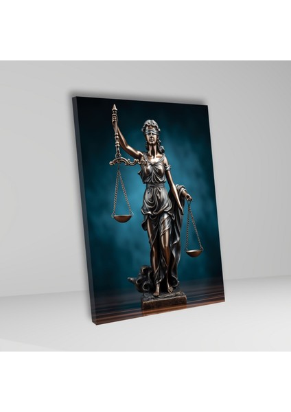 Tekli Dikey Kanvas Avukat Büro Tablosu Adalet Terazisi ve Kadın fiyatları