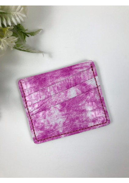 Hakiki Deri Unisex Kartlık Pembe Renk