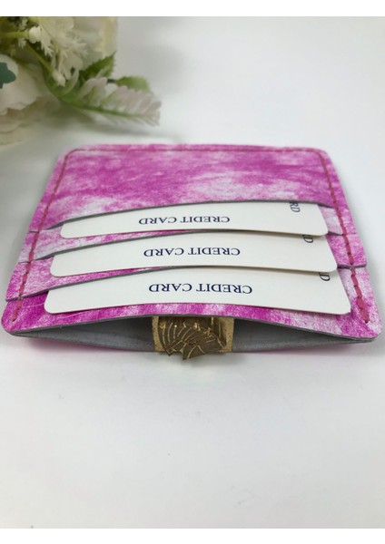 Hakiki Deri Unisex Kartlık Pembe Renk modelleri