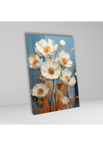 Tekli Dikey Kanvas Duvar Tablosu Turuncu Çiçek Dizayn fiyatları