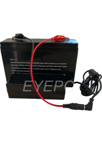 6 Volt 12 Amper Bakımsız Kuru Akü 6V 12AH+ Şarj Aleti Birlikte 8056)