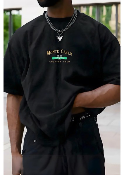 Monte Carlo Ön Baskılı Bisiklet Yaka Erkek Tshirt