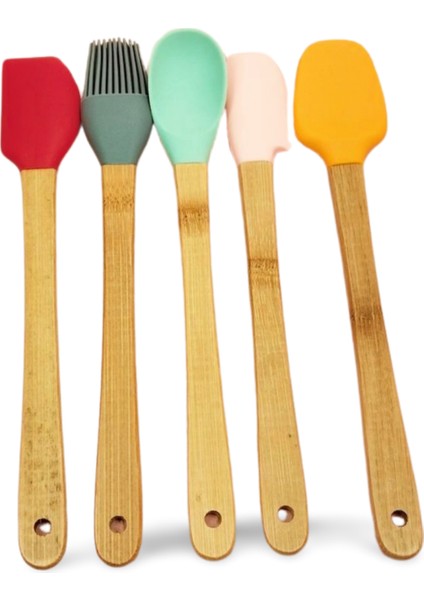 5 Parça Silikon Kaşık ve Servis Takımı 20 cm