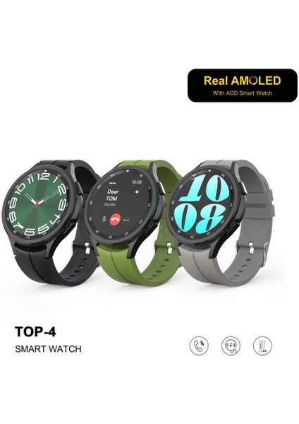 Haino Teko Top-4 Gerçek Amoled Ekran 46MM 3 Kordon Galaxy Watch 4 Akıllı Saat