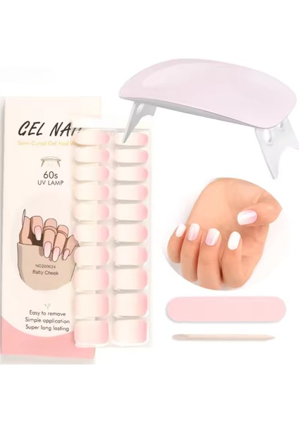 Creative Harbor Jel Tırnak Seti, 16 Adet Jel Tırnak Sticker, Uv Işık Setli Jel Tırnak, Poly Jel Sticker Nail Art