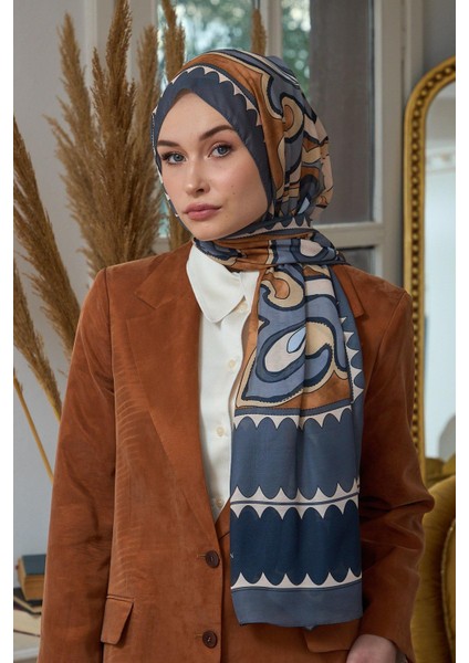 Yaz Işıltısı Koleksiyonu Soft Şal Kahve Antrasit 3045-13