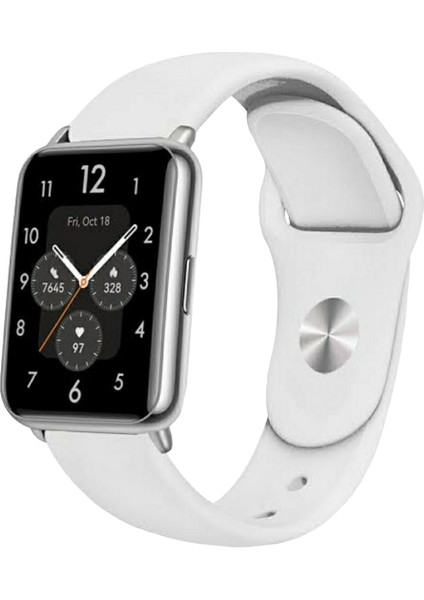 Huawei Watch Fit Uyumlu Jel Silikon Kordon Pim Çevirici Aparatı ile Birlikte Beyaz