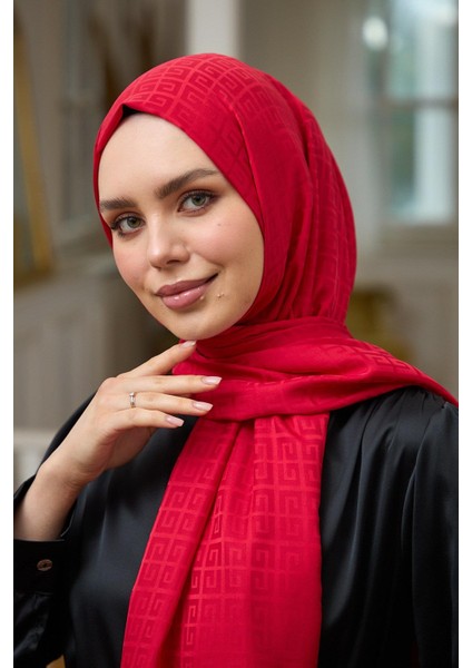 Yaz Işıltısı Koleksiyonu İpeksi Jakar Şal Kırmızı 9016-03