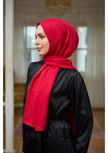 Yaz Işıltısı Koleksiyonu İpeksi Jakar Şal Kırmızı 9016-03 modelleri