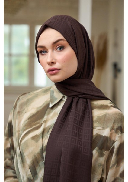 Yaz Işıltısı Koleksiyonu İpeksi Jakar Şal Acı Kahve 9016-11