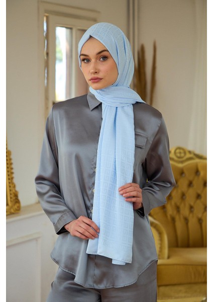 Yaz Işıltısı Koleksiyonu İpeksi Jakar Şal Baby Blue 9016-21
