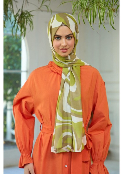 Yaz Işıltısı Koleksiyonu Soft Şal Haki Kahve 3044-12