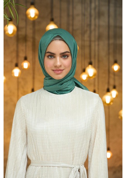 Düz Desen Vual Eşarp Çam Yeşili Vual Ipek Eşarp - 10100-31