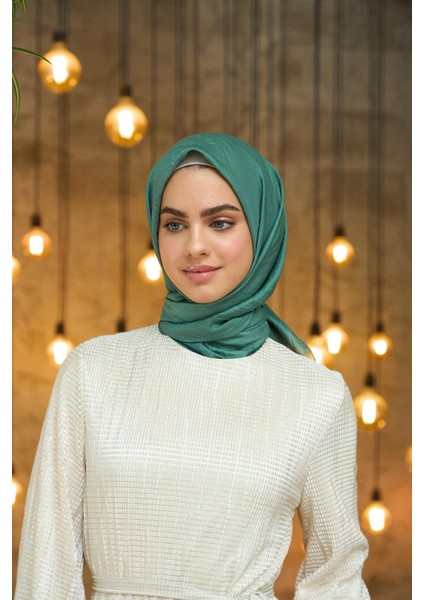 Düz Desen Vual Eşarp Çam Yeşili Vual Ipek Eşarp - 10100-31
