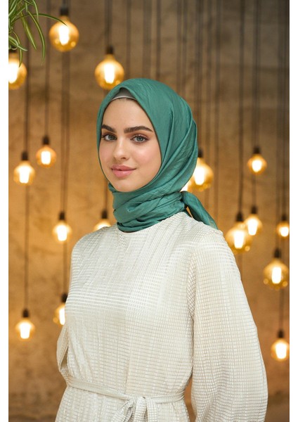Düz Desen Vual Eşarp Çam Yeşili Vual Ipek Eşarp - 10100-31