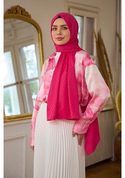 Yaz Işıltısı Koleksiyonu İpeksi Jakar Şal Gül Pembe 9015-13