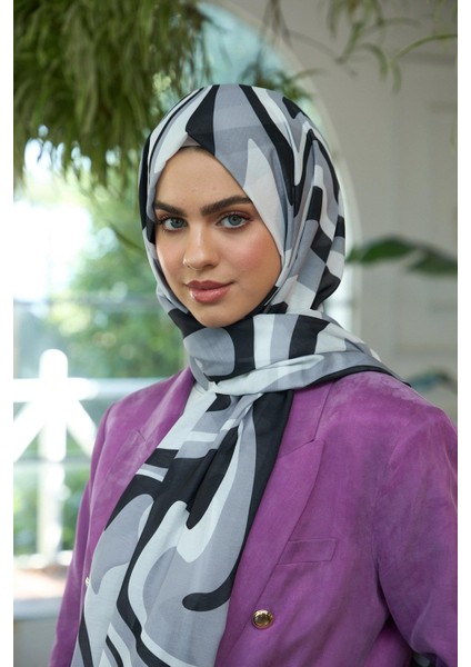 Yaz Işıltısı Koleksiyonu Soft Şal Siyah Gri 3044-16