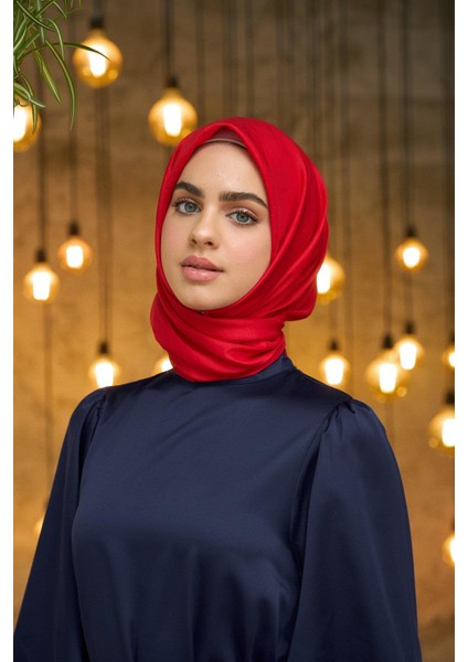 Düz Desen Vual Eşarp Kırmızı Vual Ipek Eşarp - 10100-27