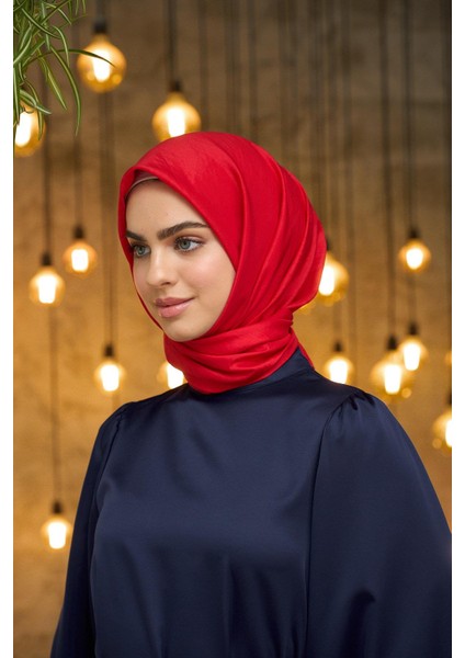 Düz Desen Vual Eşarp Kırmızı Vual Ipek Eşarp - 10100-27