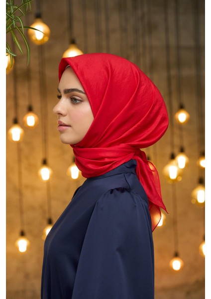 Düz Desen Vual Eşarp Kırmızı Vual Ipek Eşarp - 10100-27