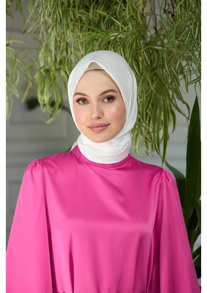 Düz Desen Vual Eşarp Beyaz Vual Ipek Eşarp - 10100-24