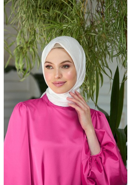 Düz Desen Vual Eşarp Beyaz Vual Ipek Eşarp - 10100-24