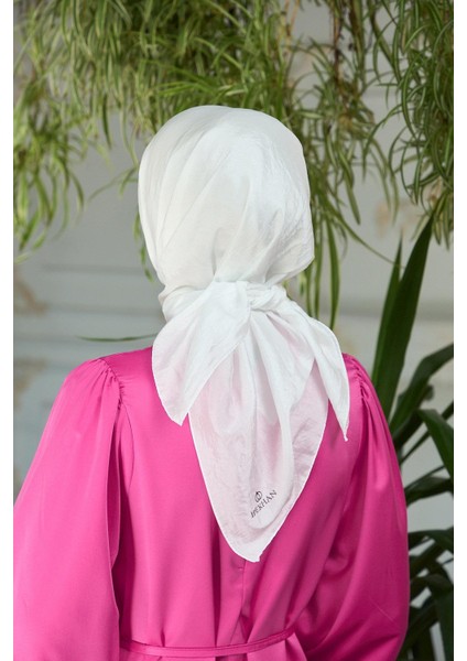 Düz Desen Vual Eşarp Beyaz Vual Ipek Eşarp - 10100-24