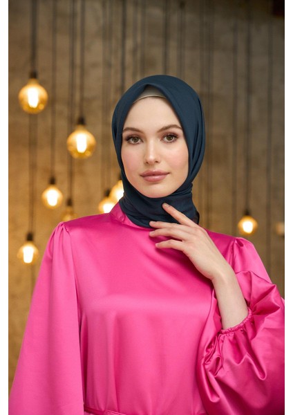 Düz Desen Vual Eşarp Koyu Gri Vual Ipek Eşarp - 10100-30